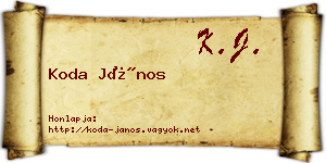 Koda János névjegykártya
